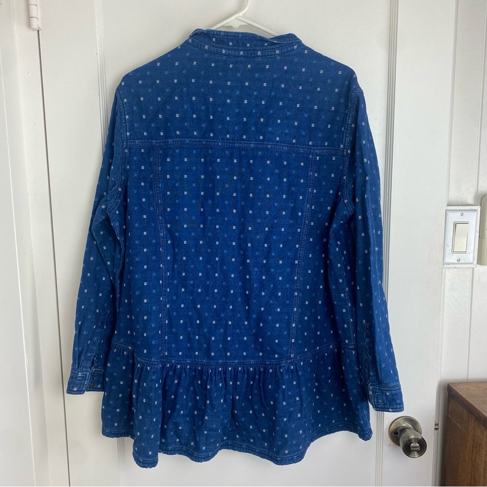 Anthropologie Wrap London Blue Button Down Denim Shirt - Picture 2 of 7